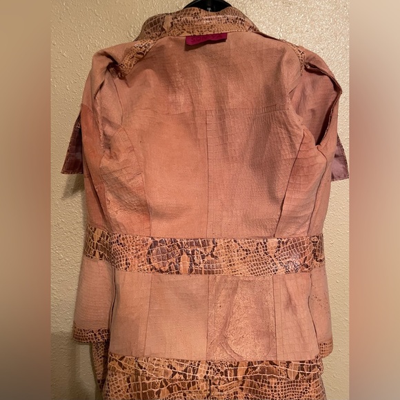 Son-Ya Sz S-XS Jacket & Variazioni lined Pencil Skirt Sz 2 Tan Snakeskin - Picture 11 of 15